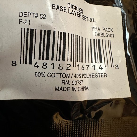 MENS BLACK DICKIES BASE LAYER WAFFLE-KNIT HENLEY & PANT SET SIZE XL - Picture 4 of 5